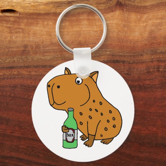 Funny Capybara Drink bierfles Sleutelhanger (Voorkant)