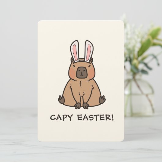Funny Capybara Easter Feestdagenkaart (Staand voorkant)