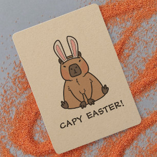 Funny Capybara Easter Feestdagenkaart