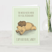 Funny Capybara en Dog Pun Green Verjaardag Kaart (Voorkant)