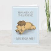 Funny Capybara en Dog Pun Verjaardag Kaart (Voorkant)