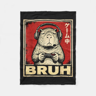 Funny Capybara Gamer Bruh Grafische T-shirt Heren Fleece Deken