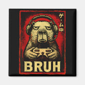 Funny Capybara Gamer Bruh Graphic Tee Men Boys Tee Magneet (Voorkant)
