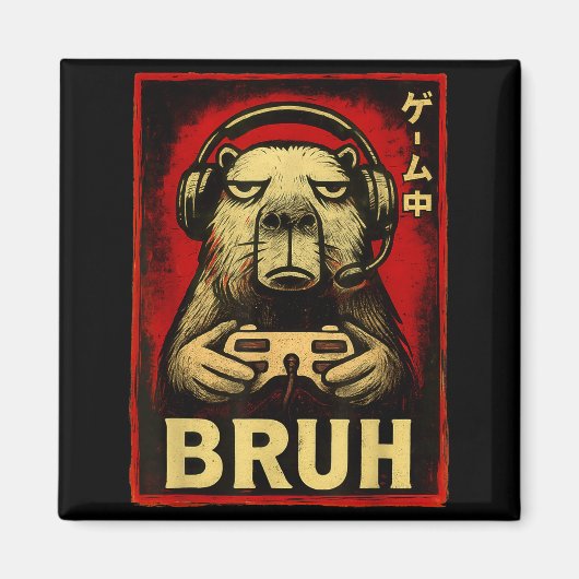 Funny Capybara Gamer Bruh Graphic Tee Men Boys Tee Magneet (Voorkant)