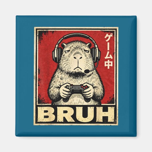 Funny Capybara Gamer Bruh Graphic Tee Men Boys Tee Magneet (Voorkant)