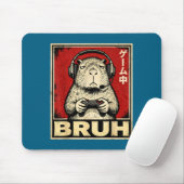 Funny Capybara Gamer Bruh Graphic Tee Men Boys Tee Muismat (Met muis)