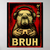 Funny Capybara Gamer Bruh Graphic Tee Men Boys Tee Poster (Voorkant)
