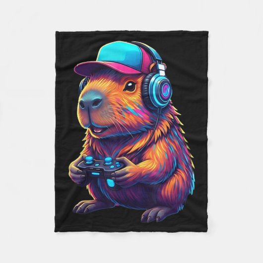 Funny Capybara Gamer Gaming Video Games Capybara  Fleece Deken (Voorkant)