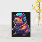 Funny Capybara Gamer Gaming Video Games Capybara Kaart (Gele Bloem)