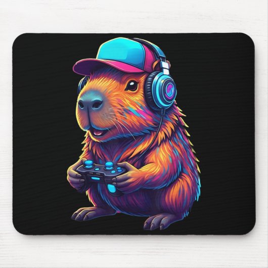 Funny Capybara Gamer Gaming Video Games Capybara Muismat (Voorkant)