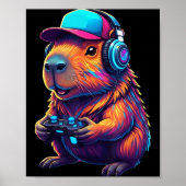Funny Capybara Gamer Gaming Video Games Capybara  Poster (Voorkant)