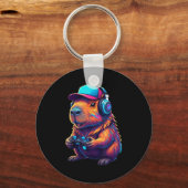 Funny Capybara Gamer Gaming Video Games Capybara Sleutelhanger (Voorkant)