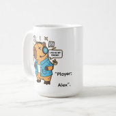 Funny Capybara Gamer Mug – Personalized with Playe Koffiemok (Voorkant links)
