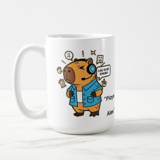 Funny Capybara Gamer Mug – Personalized with Playe Koffiemok (Links)