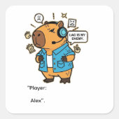 Funny Capybara Gamer Sticker – Personalized with N (Voorkant)