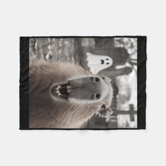Funny Capybara Ghost Halloween Costume Capybara Ha Fleece Deken (Voorkant (Horizontaal))