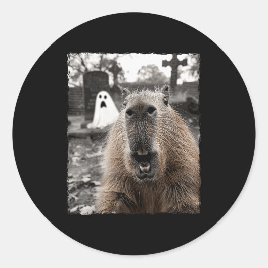 Funny Capybara Halloween Costume Ronde Sticker (Voorkant)