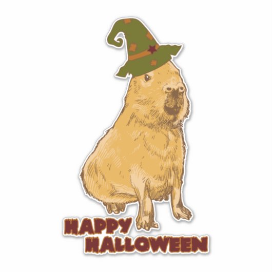 Funny Capybara - Halloween Rodent Sticker (Voorkant)