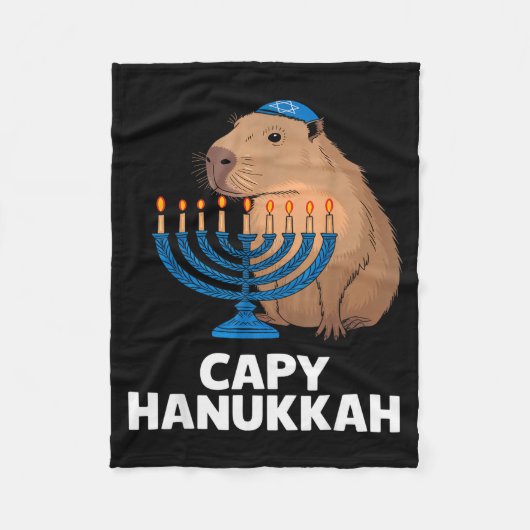 Funny Capybara Happy Hanukkah Chanukah Jewish Men Fleece Deken (Voorkant)