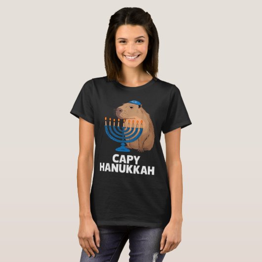 Funny Capybara Happy Hanukkah Chanukah Jewish Men T-shirt (Voorkant volledig)