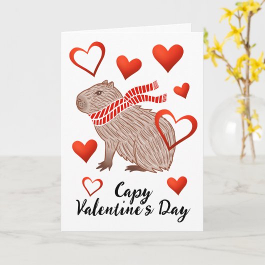 Funny Capybara Lover Greeting van Capy Valentijn Kaart (Gele Bloem)