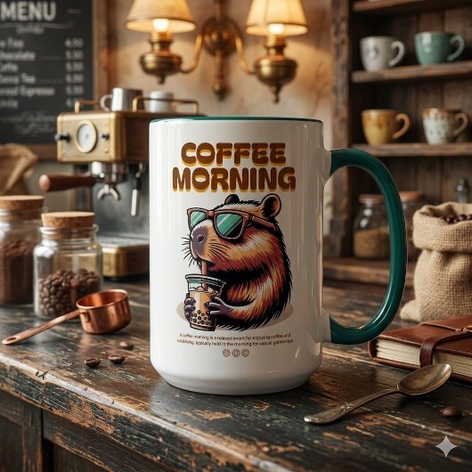 Funny Capybara Morning Coffee Drinker Mug Mok