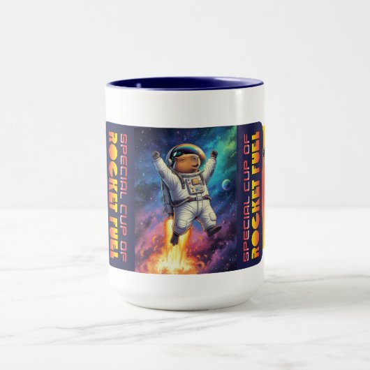 Funny Capybara Morning Rocket Fuel Dad Joke Mok (Midden)