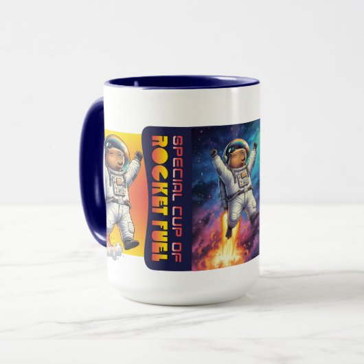 Funny Capybara Morning Rocket Fuel Dad Joke Mok (Voorkant links)