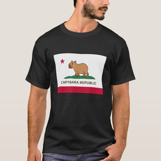 Funny Capybara Republic California Flag T-shirt (Voorkant)