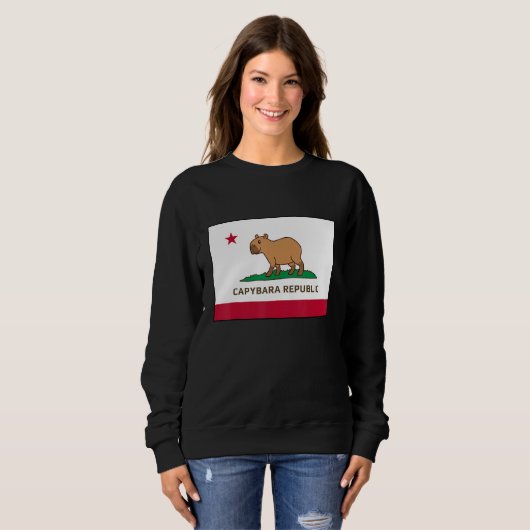 Funny Capybara Republic California Flag Trui (Voorkant volledig)