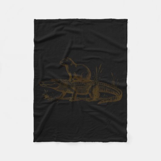 Funny Capybara Riding An Alligator Men Women Capyb Fleece Deken (Voorkant)