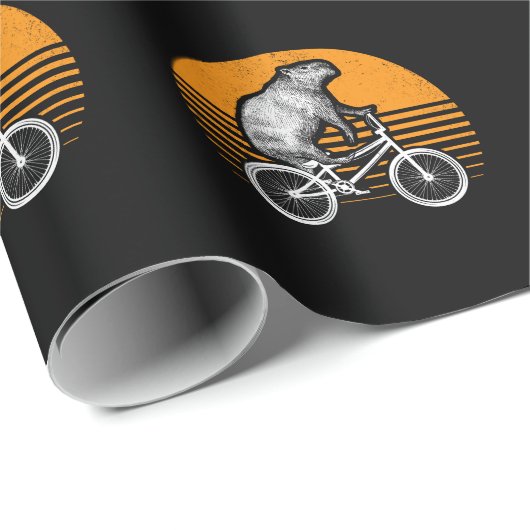 Funny Capybara Riding Bike Retro Capibara Bicycle Cadeaupapier (Rol Hoek)