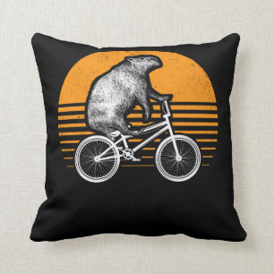 Funny Capybara Riding Bike Retro Capibara Bicycle Kussen
