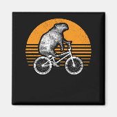 Funny Capybara Riding Bike Retro Capibara Bicycle Magneet (Voorkant)