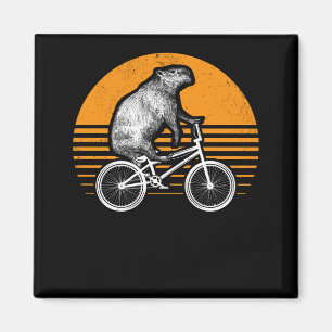 Funny Capybara Riding Bike Retro Capibara Bicycle Magneet