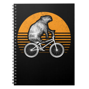 Funny Capybara Riding Bike Retro Capibara Bicycle Notitieboek
