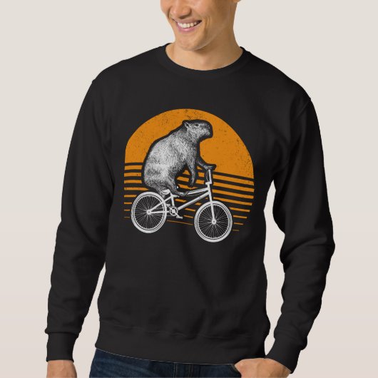 Funny Capybara Riding Bike Retro Capibara Bicycle Trui (Voorkant)