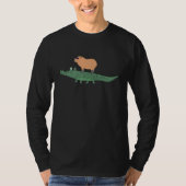 Funny Capybara Riding On A Crocodile T-shirt (Voorkant)