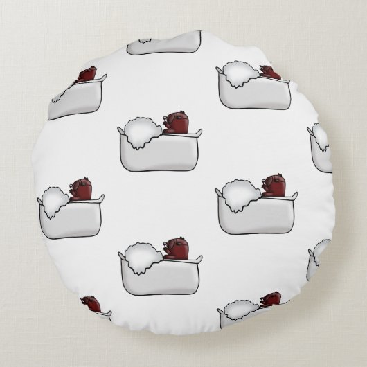 Funny Capybara Rond Kussen (Achterkant)