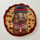 Funny Capybara Rond Kussen (Achterkant)