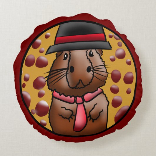 Funny Capybara Rond Kussen (Achterkant)