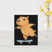 Funny Capybara Skater Skateboard Ballerina Zoo Boy Kaart (Gele Bloem)