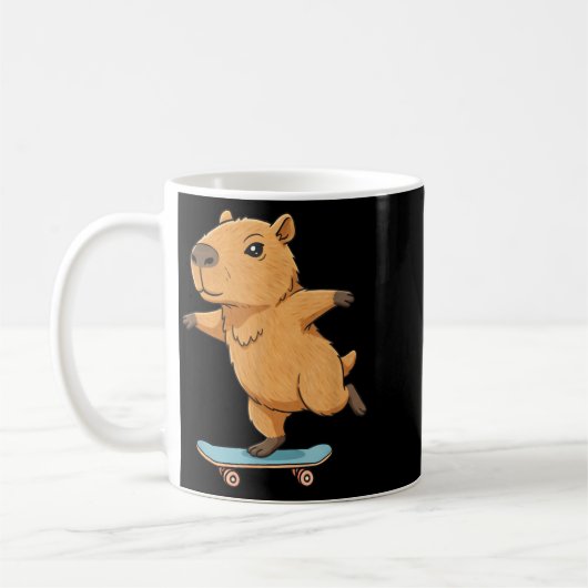 Funny Capybara Skater Skateboard Ballerina Zoo Boy Koffiemok (Links)