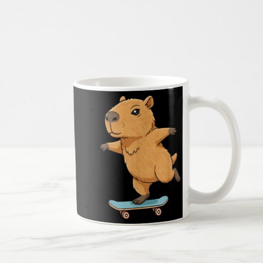 Funny Capybara Skater Skateboard Ballerina Zoo Boy Koffiemok (Rechts)