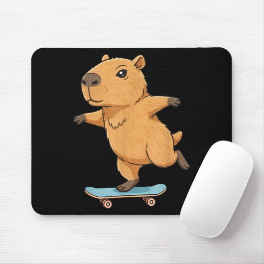 Funny Capybara Skater Skateboard Ballerina Zoo Boy Muismat (Met muis)