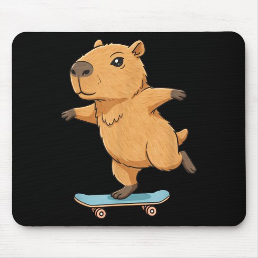 Funny Capybara Skater Skateboard Ballerina Zoo Boy Muismat (Voorkant)