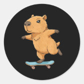 Funny Capybara Skater Skateboard Ballerina Zoo Boy Ronde Sticker (Voorkant)