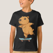 Funny Capybara Skater Skateboard Ballerina Zoo Boy T-shirt (Voorkant)