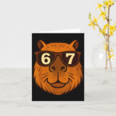 Funny Capybara Sungles 67 Six Seven Meme  Kaart (Gele Bloem)