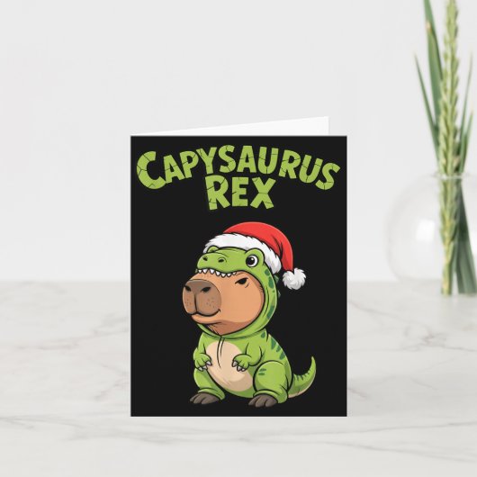 Funny Capybara T-rex Costume Christmas Kids Boys Kaart (Voorkant)